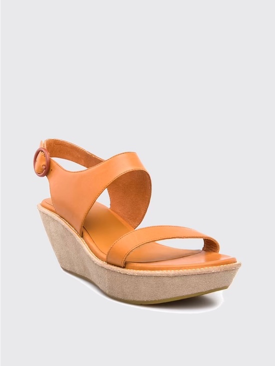 Camper Shoes - Camper 9 Wedge Platform Sandal Leather Strappy Platform Neutral Boho Chunky